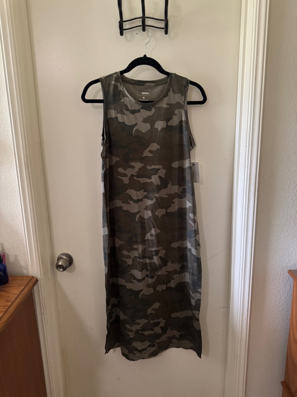 Sonoma Olive Green Camo Midi Dress size M